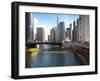 Boat and River, Chicago River, Chicago, Illinois, Usa-Alan Klehr-Framed Photographic Print