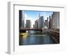 Boat and River, Chicago River, Chicago, Illinois, Usa-Alan Klehr-Framed Premium Photographic Print