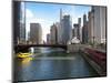 Boat and River, Chicago River, Chicago, Illinois, Usa-Alan Klehr-Mounted Premium Photographic Print