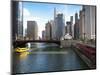 Boat and River, Chicago River, Chicago, Illinois, Usa-Alan Klehr-Mounted Photographic Print