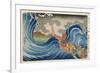 Boat and Waves (Colour Woodblock Print)-Japanese-Framed Giclee Print