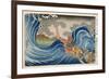 Boat and Waves (Colour Woodblock Print)-Japanese-Framed Giclee Print