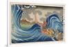 Boat and Waves (Colour Woodblock Print)-Japanese-Framed Giclee Print