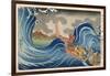 Boat and Waves (Colour Woodblock Print)-Japanese-Framed Giclee Print