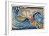 Boat and Waves (Colour Woodblock Print)-Japanese-Framed Giclee Print