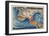 Boat and Waves (Colour Woodblock Print)-Japanese-Framed Giclee Print