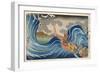 Boat and Waves (Colour Woodblock Print)-Japanese-Framed Giclee Print