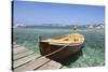 Boat at a Jetty, Palau, Sardinia, Italy, Mediterranean, Europe-Markus Lange-Stretched Canvas