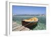 Boat at a Jetty, Palau, Sardinia, Italy, Mediterranean, Europe-Markus Lange-Framed Premium Photographic Print