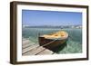 Boat at a Jetty, Palau, Sardinia, Italy, Mediterranean, Europe-Markus Lange-Framed Photographic Print