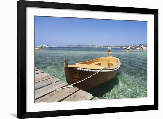 Boat at a Jetty, Palau, Sardinia, Italy, Mediterranean, Europe-Markus Lange-Framed Photographic Print