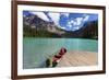 Boat at a Pier, Emerald Lake, Canada-George Oze-Framed Photographic Print