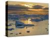 Boat at Ilulissat Icefjord, UNESCO, Ilulissat Kangerlua at Disko Bay. Greenland-Martin Zwick-Stretched Canvas