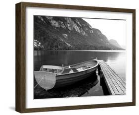 Boat at Lake Pier-null-Framed Art Print