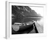 Boat at Lake Pier-null-Framed Art Print