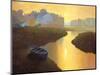 Boat at Sunrise-Max Hayslette-Mounted Premium Giclee Print