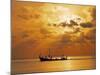 Boat at Sunset, Maldives, Indian Ocean-Jon Arnold-Mounted Photographic Print