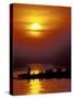 Boat at Sunset on Lake Tanganyika, Tanzania-Kristin Mosher-Stretched Canvas