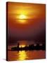 Boat at Sunset on Lake Tanganyika, Tanzania-Kristin Mosher-Stretched Canvas