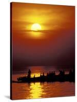 Boat at Sunset on Lake Tanganyika, Tanzania-Kristin Mosher-Stretched Canvas