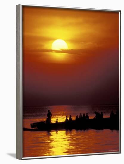 Boat at Sunset on Lake Tanganyika, Tanzania-Kristin Mosher-Framed Photographic Print