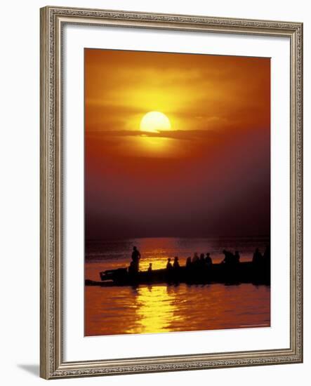 Boat at Sunset on Lake Tanganyika, Tanzania-Kristin Mosher-Framed Photographic Print