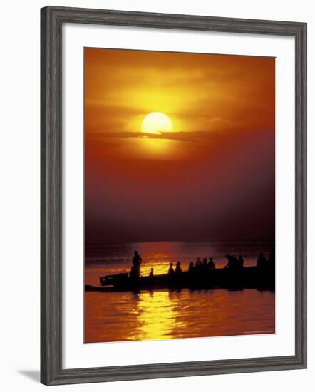 Boat at Sunset on Lake Tanganyika, Tanzania-Kristin Mosher-Framed Photographic Print