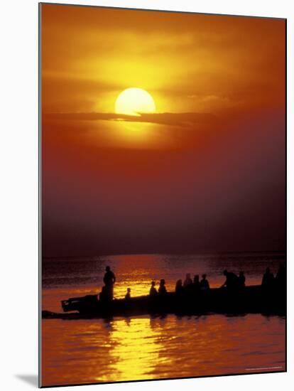 Boat at Sunset on Lake Tanganyika, Tanzania-Kristin Mosher-Mounted Photographic Print