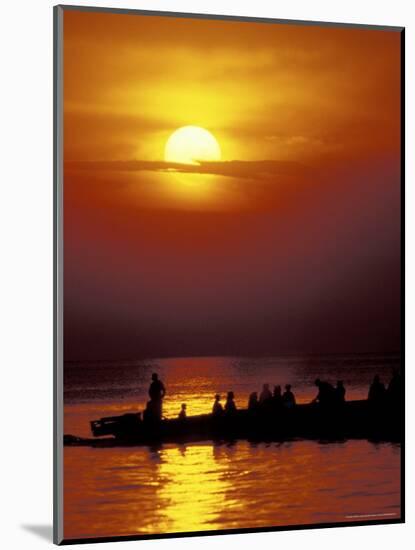 Boat at Sunset on Lake Tanganyika, Tanzania-Kristin Mosher-Mounted Photographic Print