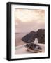 Boat at Sunset, Santorini, Greece-Walter Bibikow-Framed Photographic Print