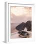 Boat at Sunset, Santorini, Greece-Walter Bibikow-Framed Photographic Print