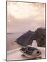 Boat at Sunset, Santorini, Greece-Walter Bibikow-Mounted Photographic Print