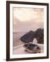 Boat at Sunset, Santorini, Greece-Walter Bibikow-Framed Photographic Print