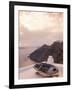 Boat at Sunset, Santorini, Greece-Walter Bibikow-Framed Photographic Print