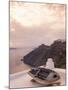 Boat at Sunset, Santorini, Greece-Walter Bibikow-Mounted Photographic Print