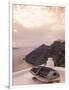 Boat at Sunset, Santorini, Greece-Walter Bibikow-Framed Photographic Print