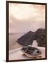 Boat at Sunset, Santorini, Greece-Walter Bibikow-Framed Photographic Print