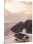 Boat at Sunset, Santorini, Greece-Walter Bibikow-Mounted Photographic Print