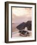 Boat at Sunset, Santorini, Greece-Walter Bibikow-Framed Premium Photographic Print