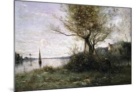 Boat at the Edge of the Island-Jean-Baptiste-Camille Corot-Mounted Giclee Print