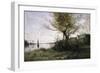 Boat at the Edge of the Island-Jean-Baptiste-Camille Corot-Framed Giclee Print