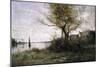 Boat at the Edge of the Island-Jean-Baptiste-Camille Corot-Mounted Giclee Print