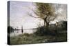 Boat at the Edge of the Island-Jean-Baptiste-Camille Corot-Stretched Canvas