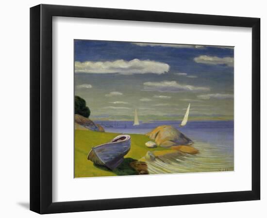 Boat at the Shore of Viksfjord, 1918-Harald Sohlberg-Framed Giclee Print