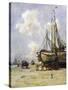 Boat Being Towed Towards Beach by Johan Akkeringa (1864-1942), Watercolour, 19th Century-null-Stretched Canvas