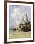 Boat Being Towed Towards Beach by Johan Akkeringa (1864-1942), Watercolour, 19th Century-null-Framed Giclee Print