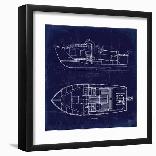 Boat Blueprint 2-Carole Stevens-Framed Art Print