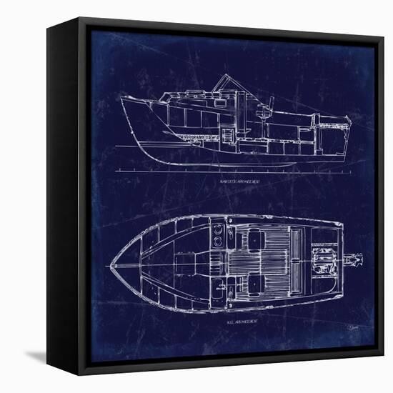 Boat Blueprint 2-Carole Stevens-Framed Stretched Canvas