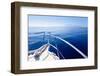 Boat Bow Sailing in Blue Mediterranean Sea in Summer Vacation-holbox-Framed Photographic Print