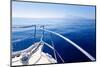 Boat Bow Sailing in Blue Mediterranean Sea in Summer Vacation-holbox-Mounted Photographic Print